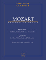Mozart: Quartets for Flute, Violin, Viola and Cello k 285.285a.171.298